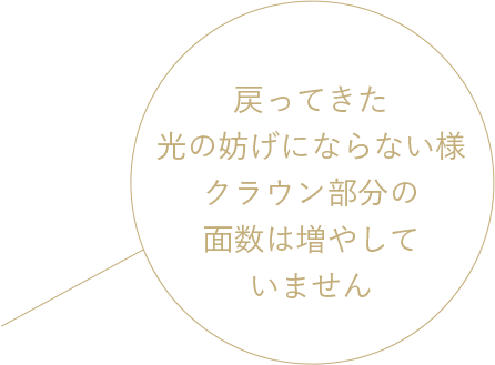 戻ってきた光の妨げにならない様クラウン部分の面数は増やしていません